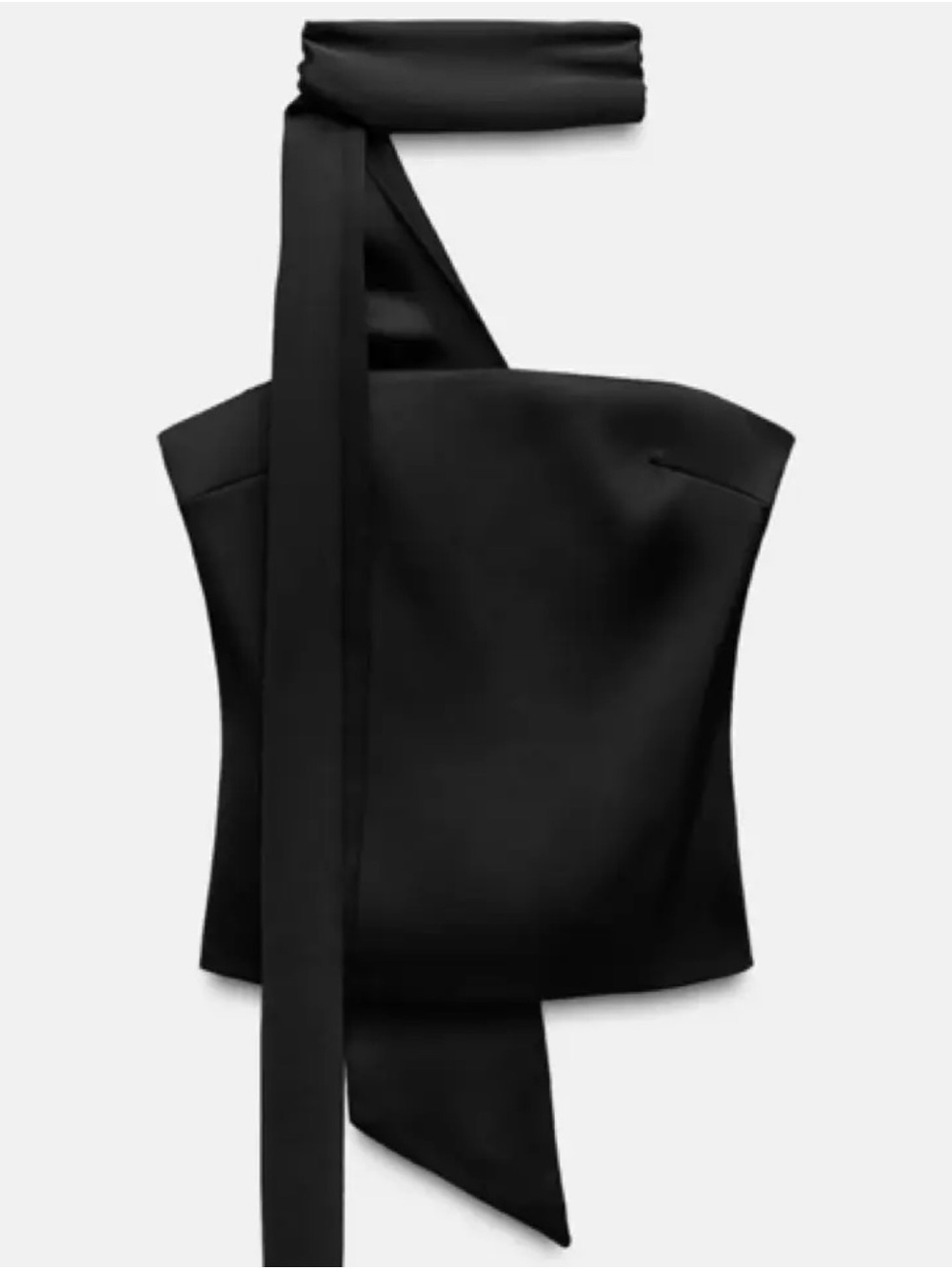 Black Satin Strapless Blouse